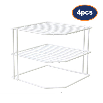 4Pcs 2 Tier Plate Holder Organizer Rack Stand