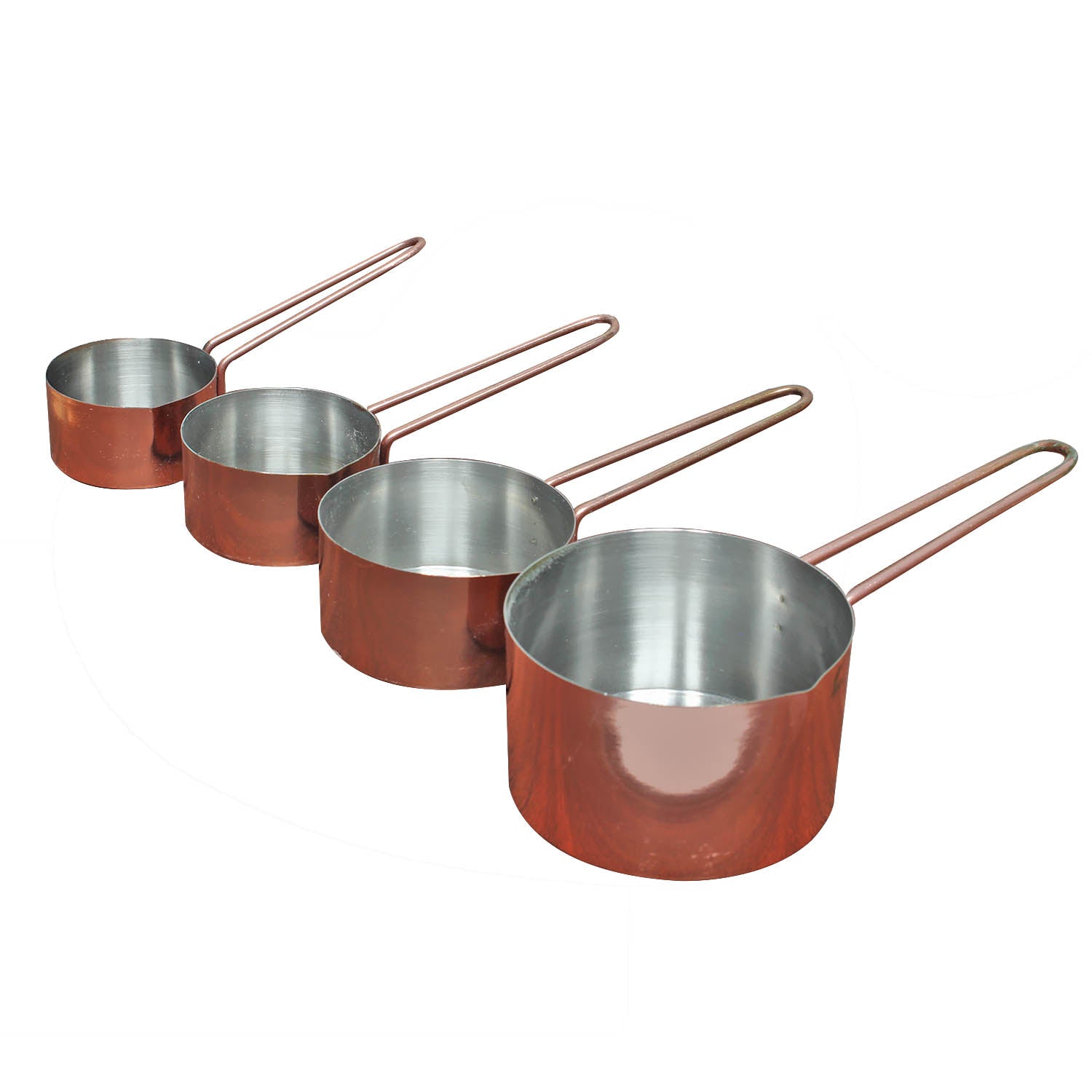 Set of 4 Stainless Steel Copper Measuring Cups Set