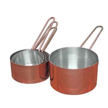 Set of 4 Stainless Steel Copper Measuring Cups Set