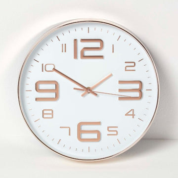 30cm Round Copper Effect Wall Clock