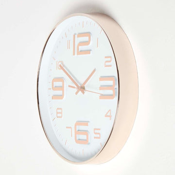 30cm Round Copper Effect Wall Clock