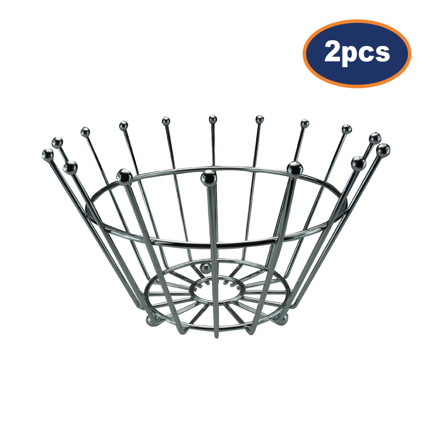 2Pcs Chrome Crown Bowl Basket Fruit Vegetable Holder