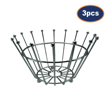 3Pcs Chrome Crown Bowl Basket Fruit Vegetable Holder