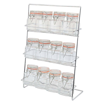 Set Of 12 Clip Top Spice Jars With Storage Rack