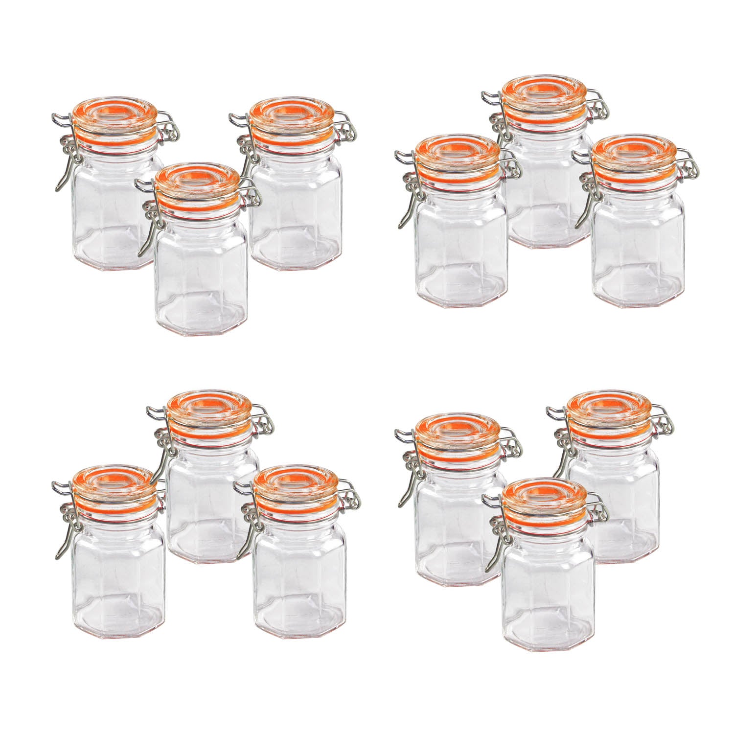 Set of 12 Clip Top Spice Jars Canisters