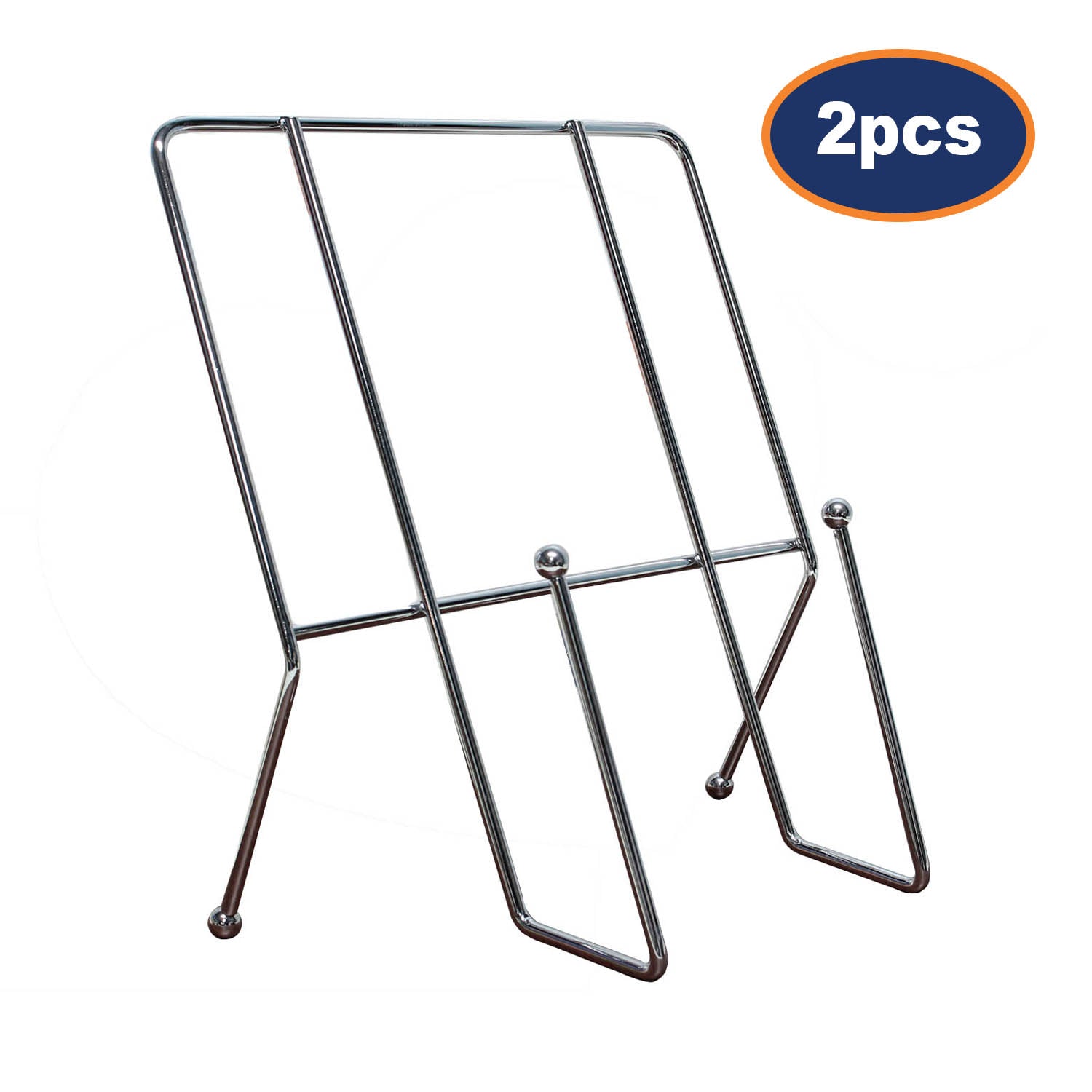 2Pcs Chrome Recipe Book Cookbook Holder Rack