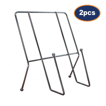 2Pcs Chrome Recipe Book Cookbook Holder Rack