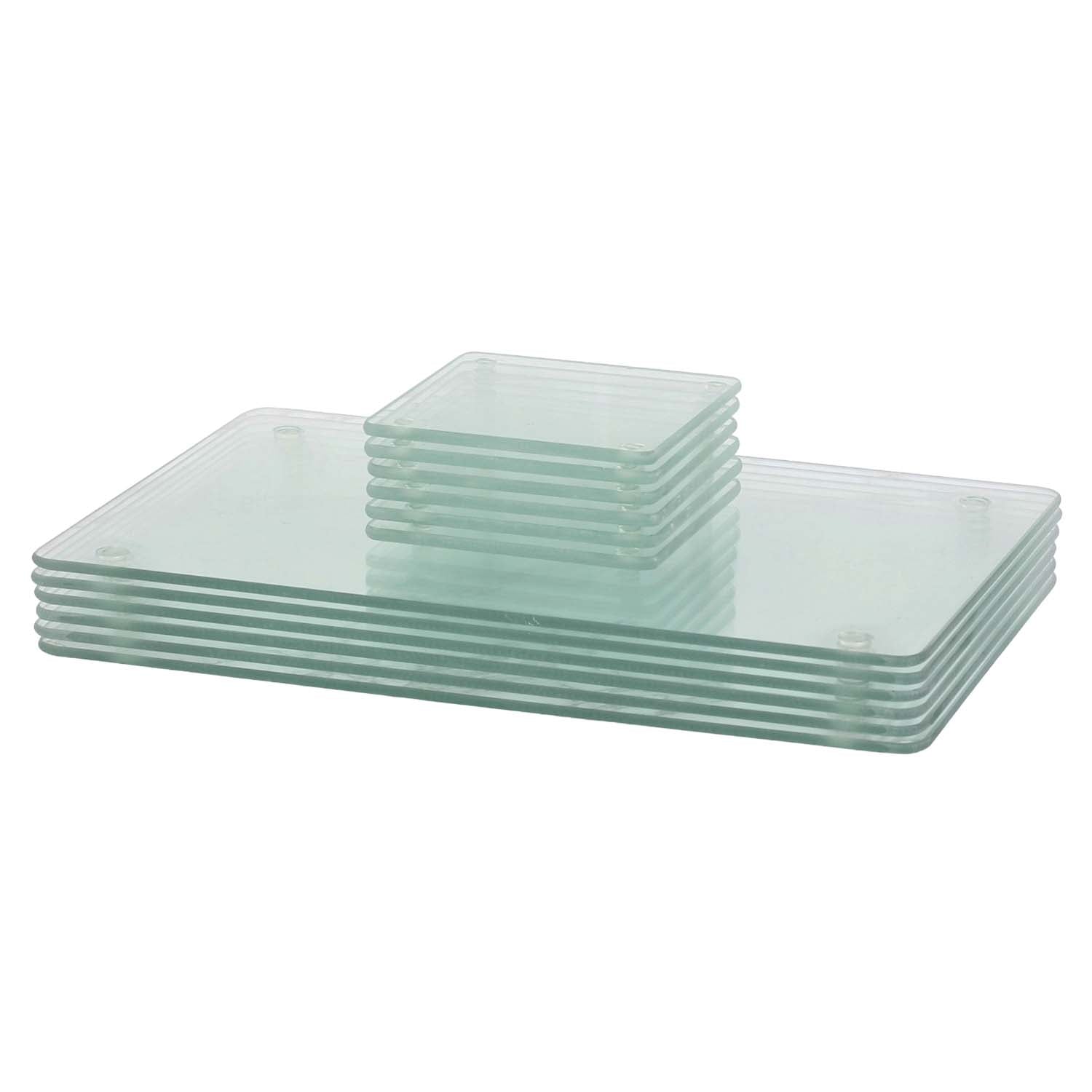 12 Clear Tempered Glass Coasters & Placemats Dining Table Mats