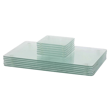 12 Clear Tempered Glass Coasters & Placemats Dining Table Mats