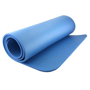 Non Slip Yoga Mat Blue 10mm 184cm x 62cm With Carry Straps