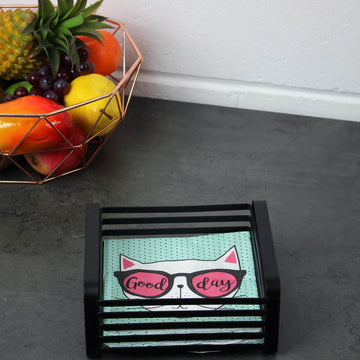 Black Flat Iron Metal Napkin Holder