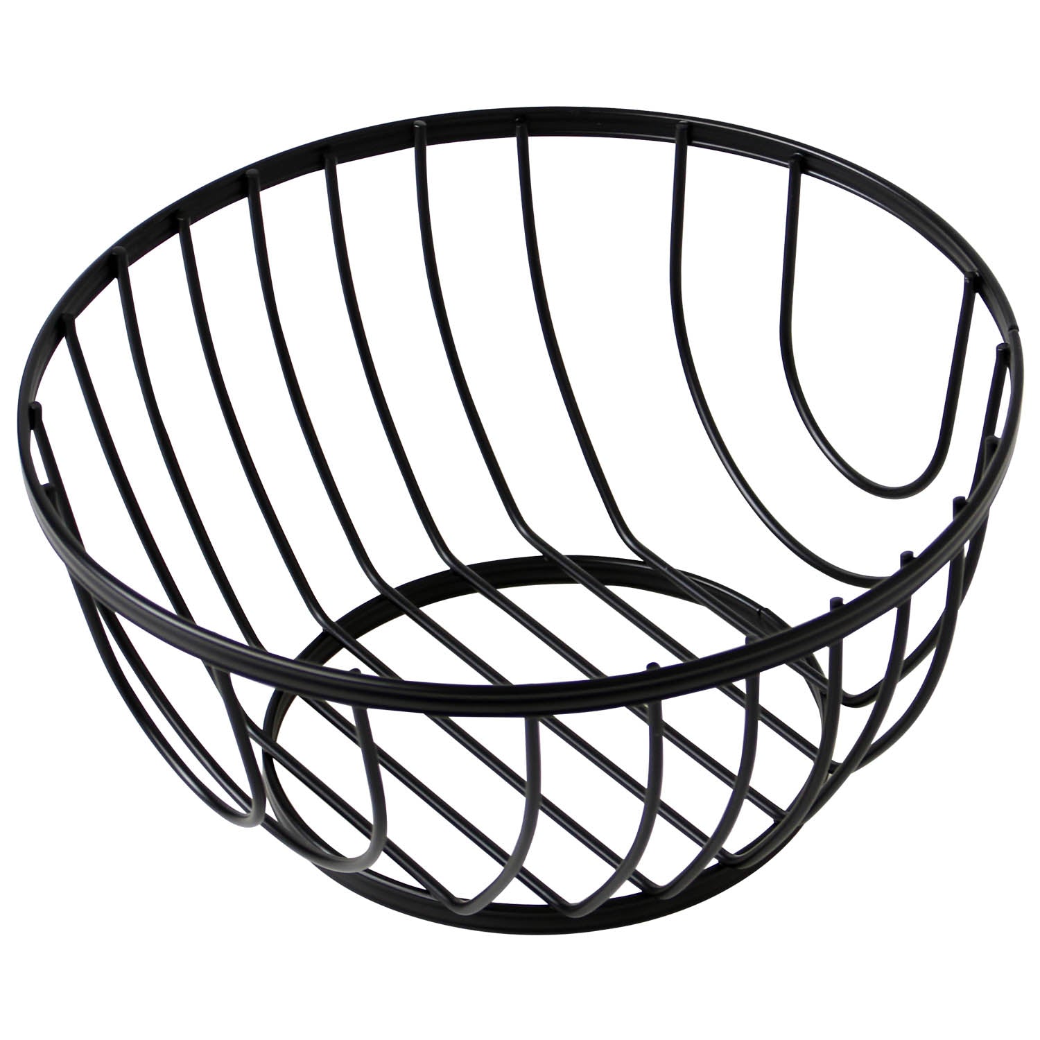 Black Flat Iron Metal Round Fruit Basket