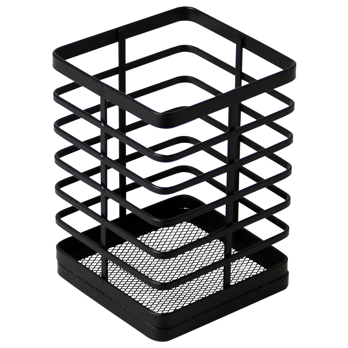 Black Flat Iron Metal Utensil Holder