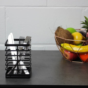 Black Flat Iron Metal Utensil Holder