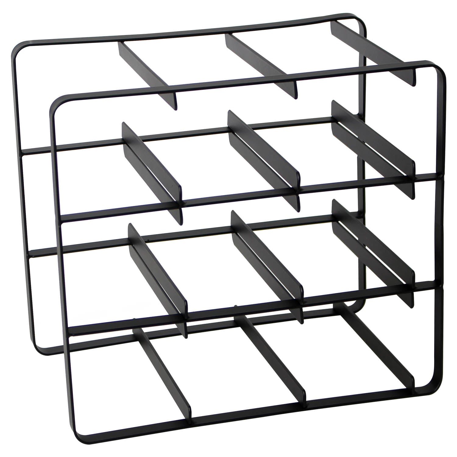 Black Flat Iron Metal 9 Wine Bottle Rack