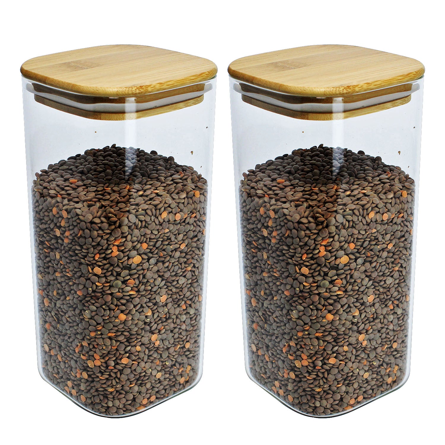 2pcs 1.5L Borosilicate Glass Airtight Jar