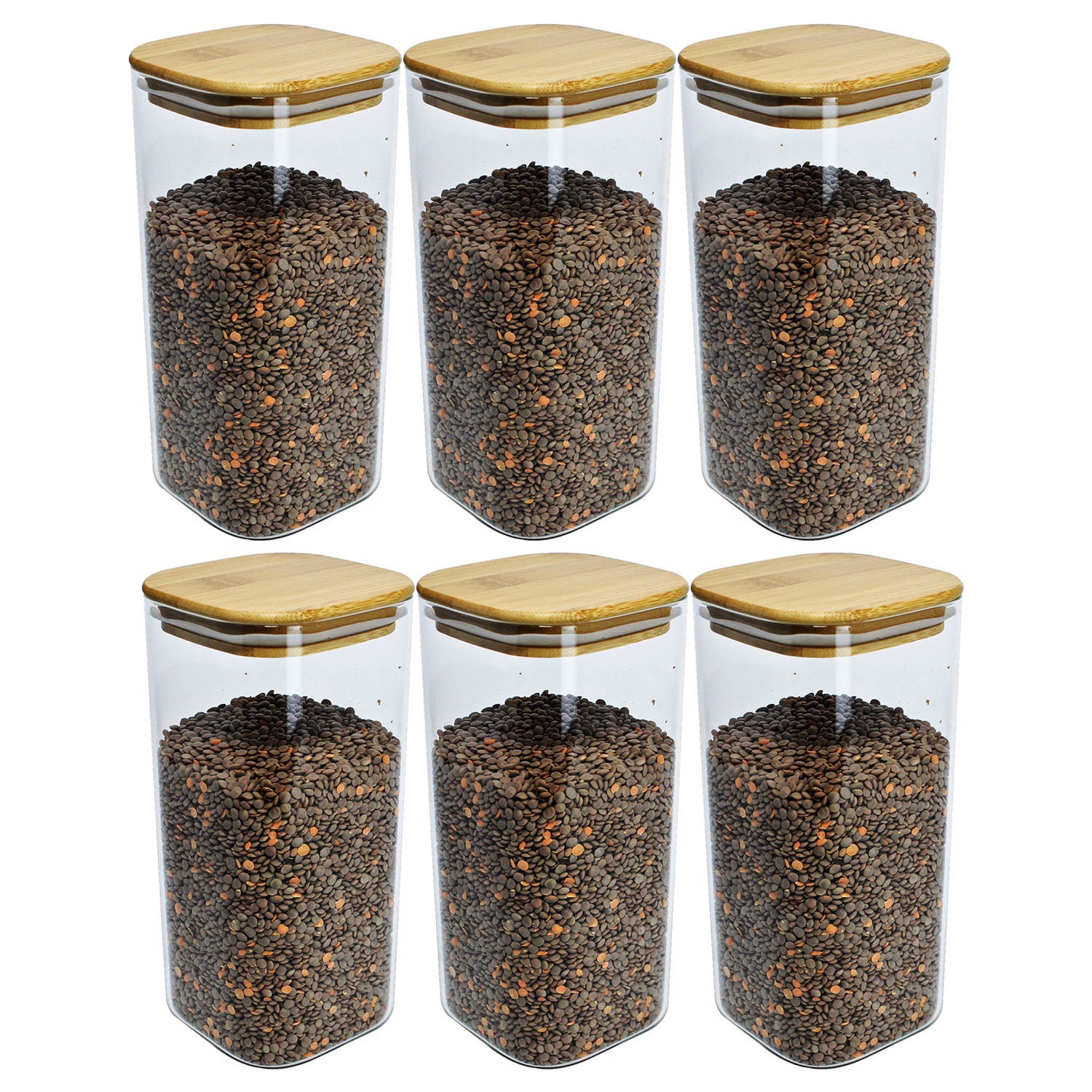 6pcs 1.5L Borosilicate Glass Airtight Jar