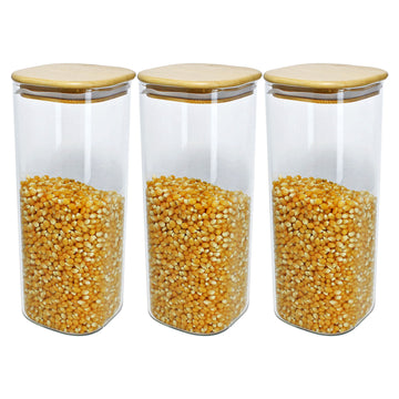 3pcs 1.8L Borosilicate Glass Airtight Jar