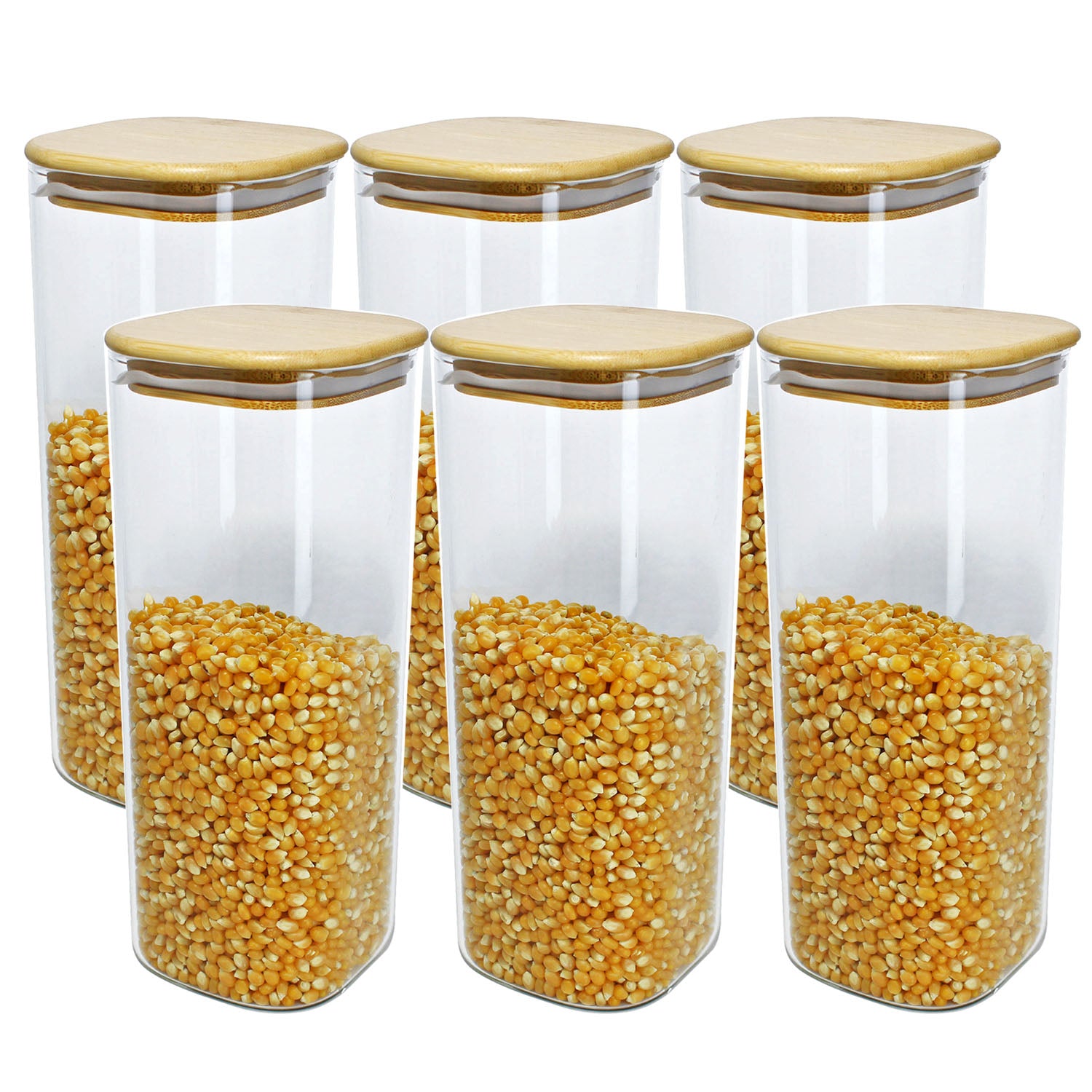 6pcs 1.8L Borosilicate Glass Airtight Jar