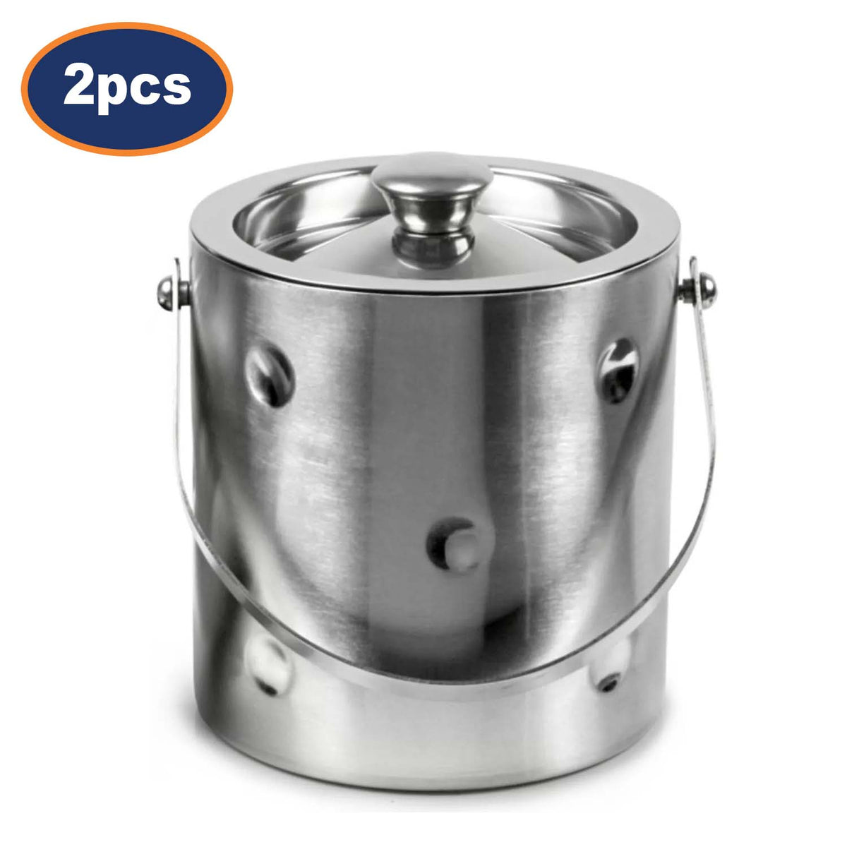 2Pcs Stainless Steel Double Wall Ice Buckets