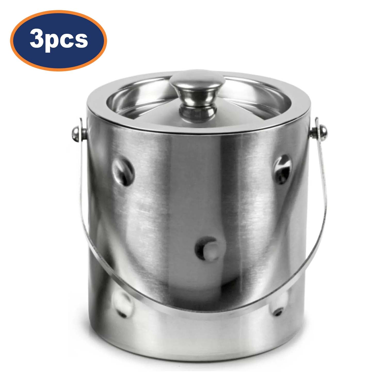 3Pcs Stainless Steel Double Wall Ice Buckets