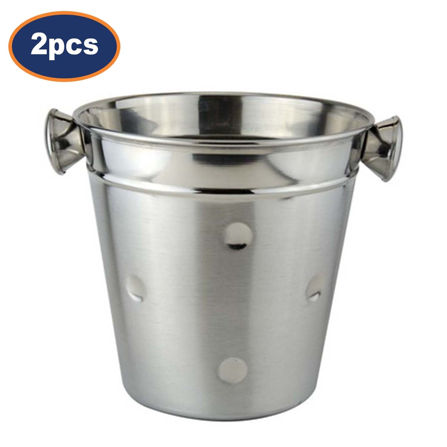2Pcs 5L Stainless Steel Champagne Wine Cooler Ice Bucket With Handles