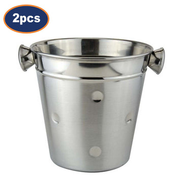 2Pcs 5L Stainless Steel Champagne Wine Cooler Ice Bucket With Handles