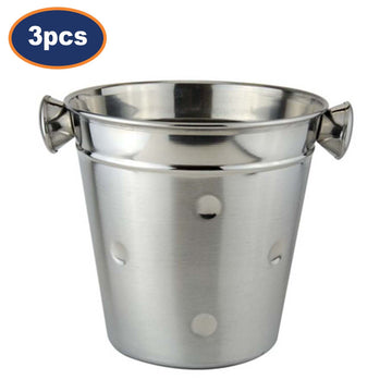 3Pcs 5L Stainless Steel Champagne Wine Cooler Ice Bucket With Handles