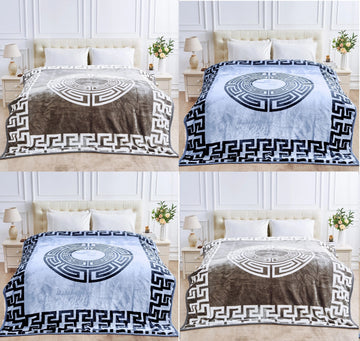 2 PLY Heavy Weight Greek Keys 7KG Throw, 200x240cm - Natural Grey