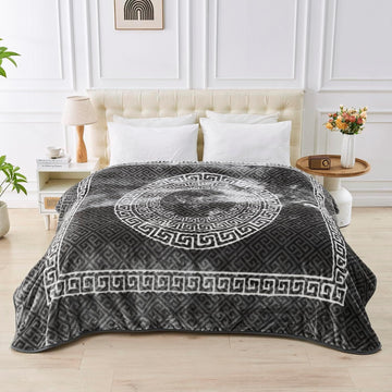 Greek Keys Mink Sofa Bed Throw, 200x240cm - Charcoal