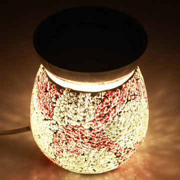 Mosaic Red & Silver Electric Wax Melt Burner 17cm