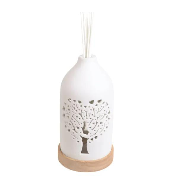 19cm LED Ceramic Reed Diffuser Heart Tree - Clean Linen Scent Home Air Freshener