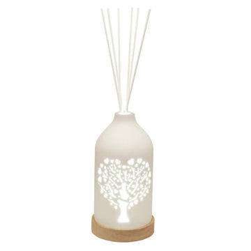 19cm LED Ceramic Reed Diffuser Heart Tree - Clean Linen Scent Home Air Freshener