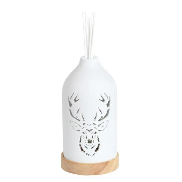 19cm LED Ceramic Reed Diffuser Highland Stag - Clean Linen Scent Home Air Freshener