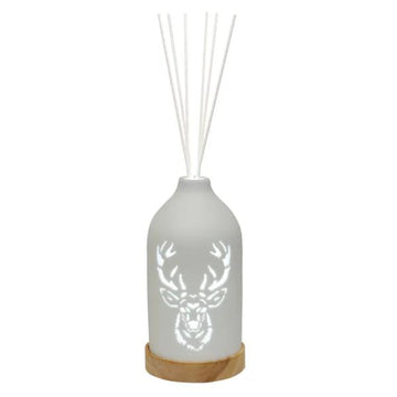 19cm LED Ceramic Reed Diffuser Highland Stag - Clean Linen Scent Home Air Freshener