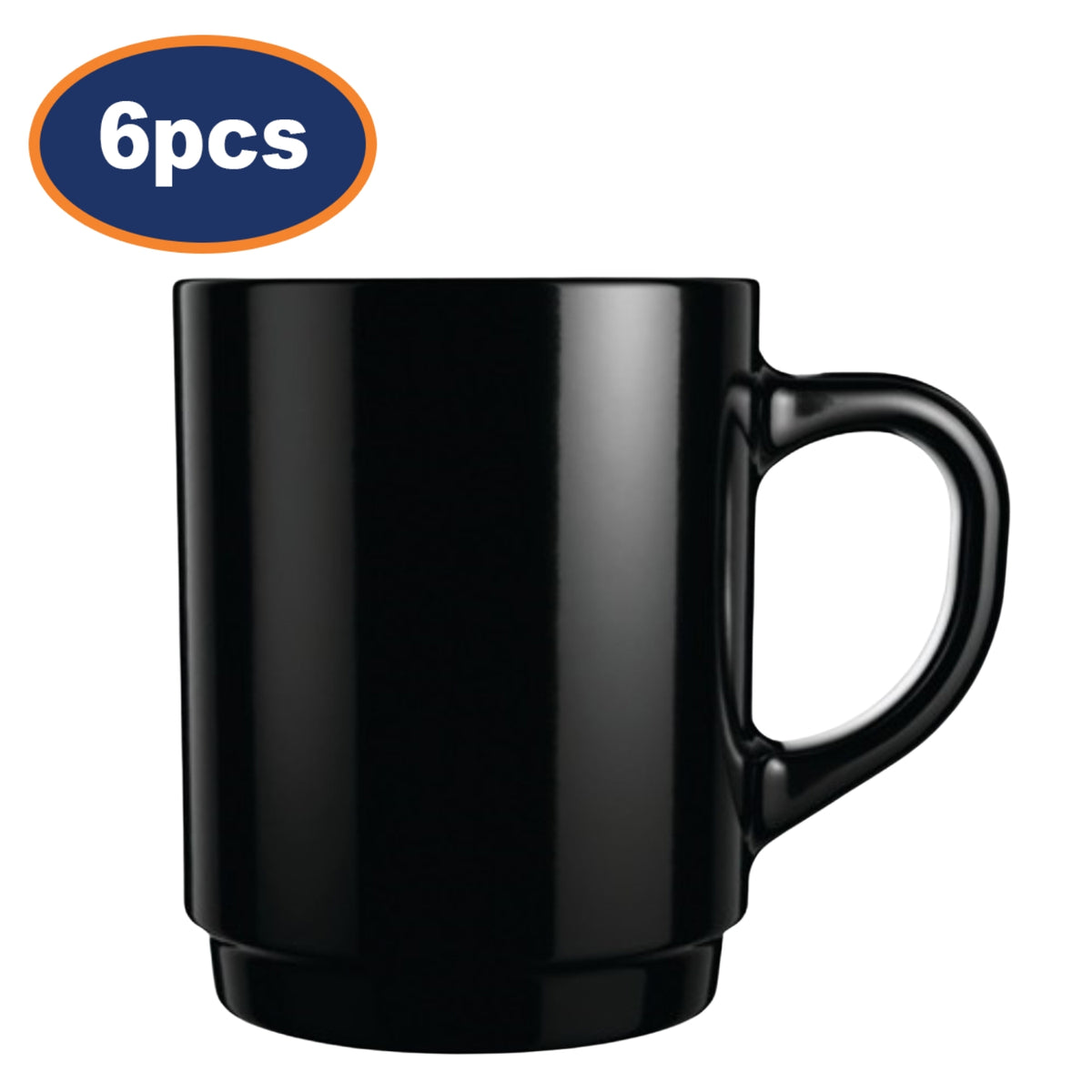 6Pcs Luminarc 250ml Coffee Black Mug