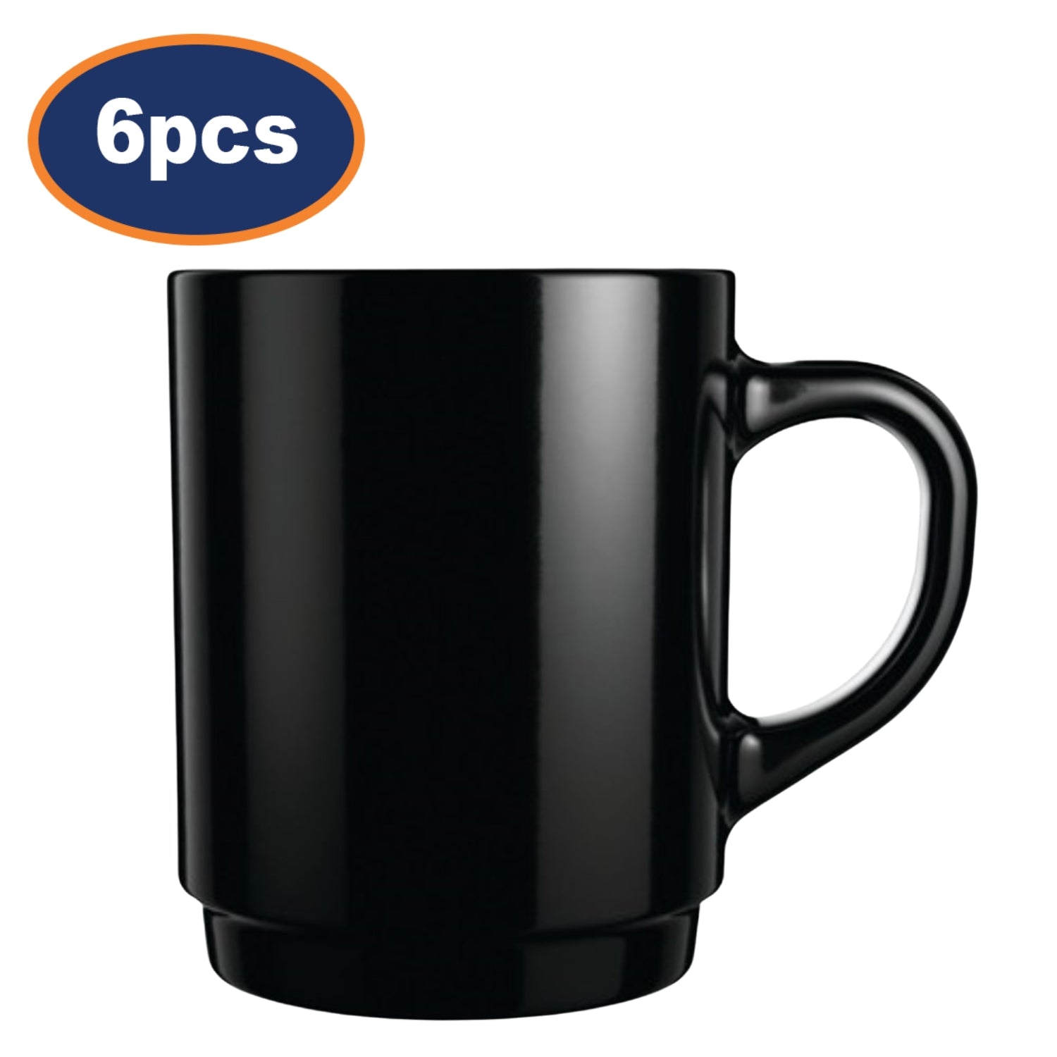 6Pcs Luminarc 250ml Coffee Black Mug