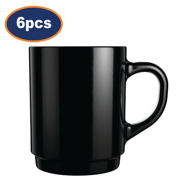 6Pcs Luminarc 250ml Coffee Black Mug