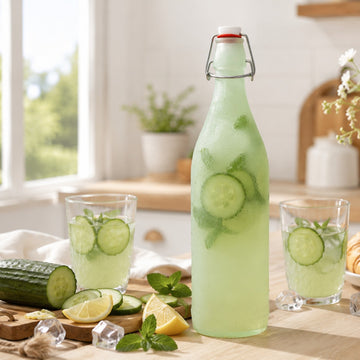 1L Vintage Frosted Green Clip Top Preserving Glass Bottle