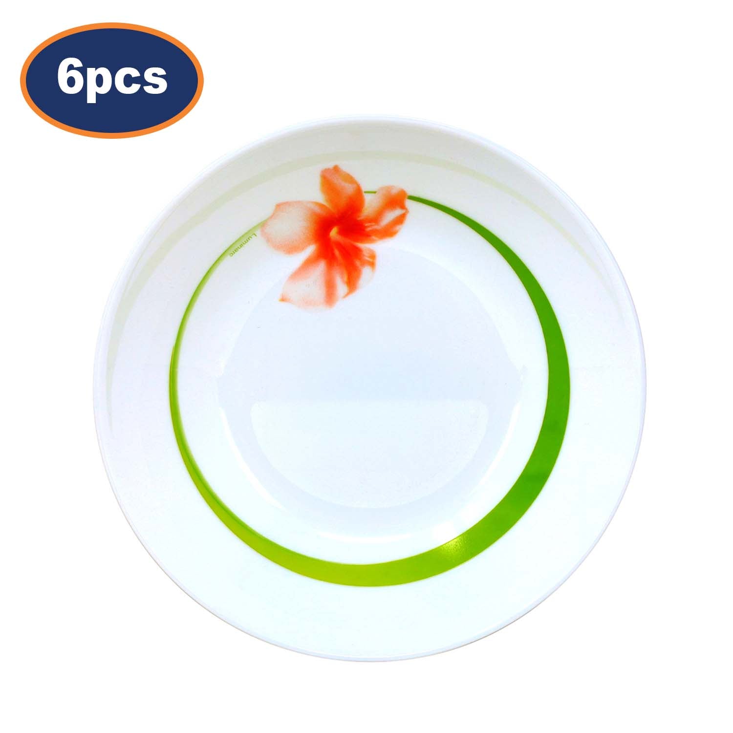 6Pcs Luminarc Sweet Impression 20cm Floral White Soup Plate