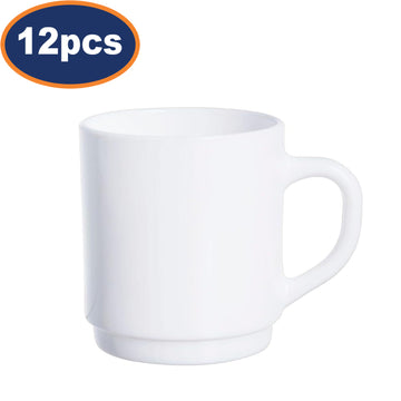 12Pcs Arcoroc 290ml Bock White Mug