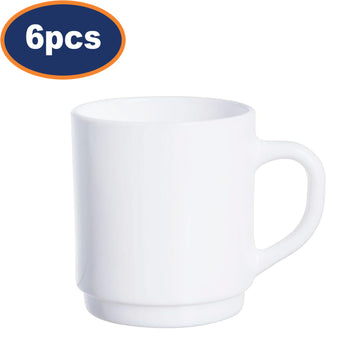 6Pcs Arcoroc 290ml Bock White Mug