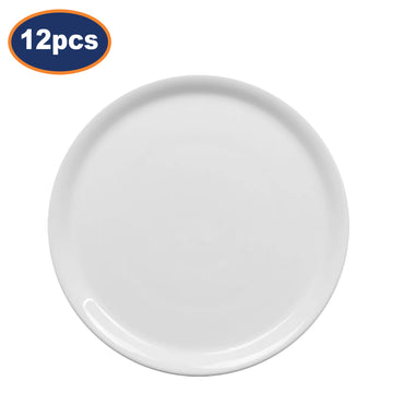 12Pcs 28cm White Porcelain Serving Dish Pizza Plates