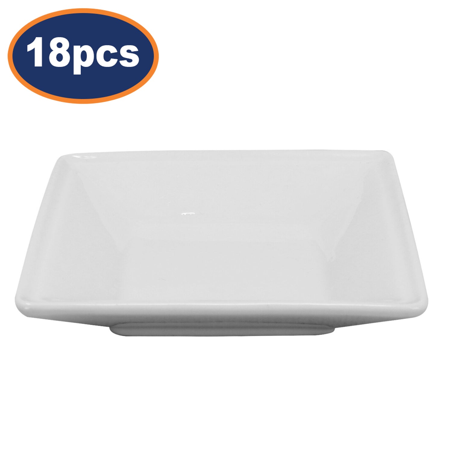 18Pcs Square Porcelain White Dipping Dish Set