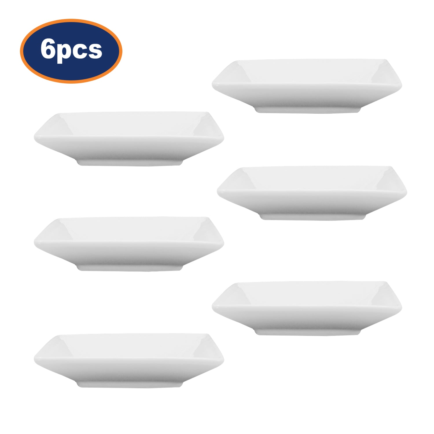 6Pcs Square Porcelain White Dipping Dish Set