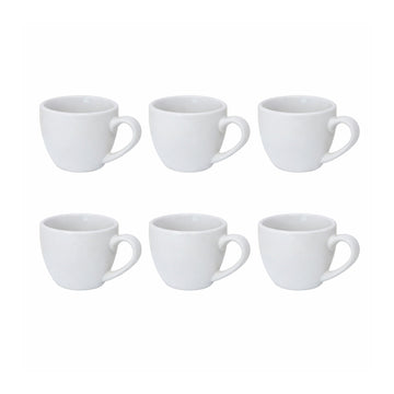 6Pcs 70ml Solid White Porcelain Espresso Cups Set