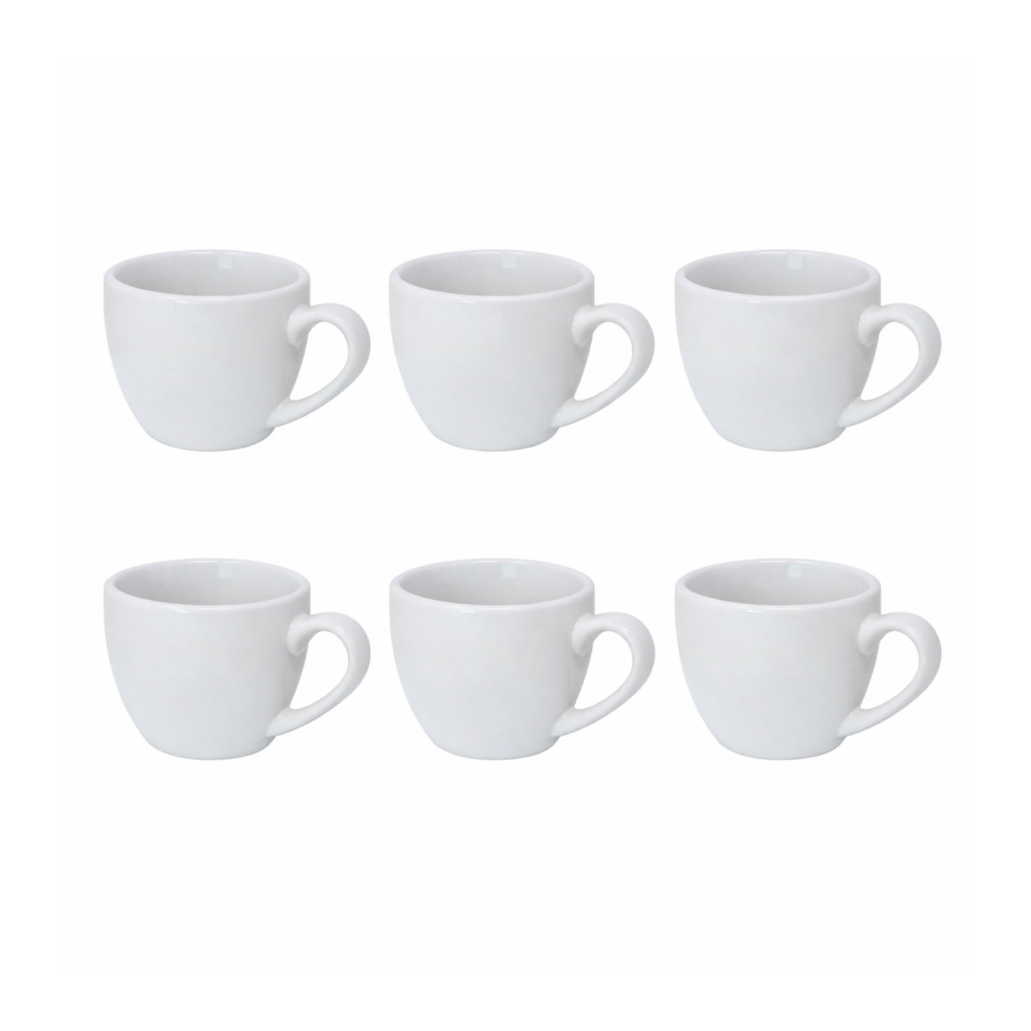 6Pcs 70ml Solid White Porcelain Espresso Cups Set
