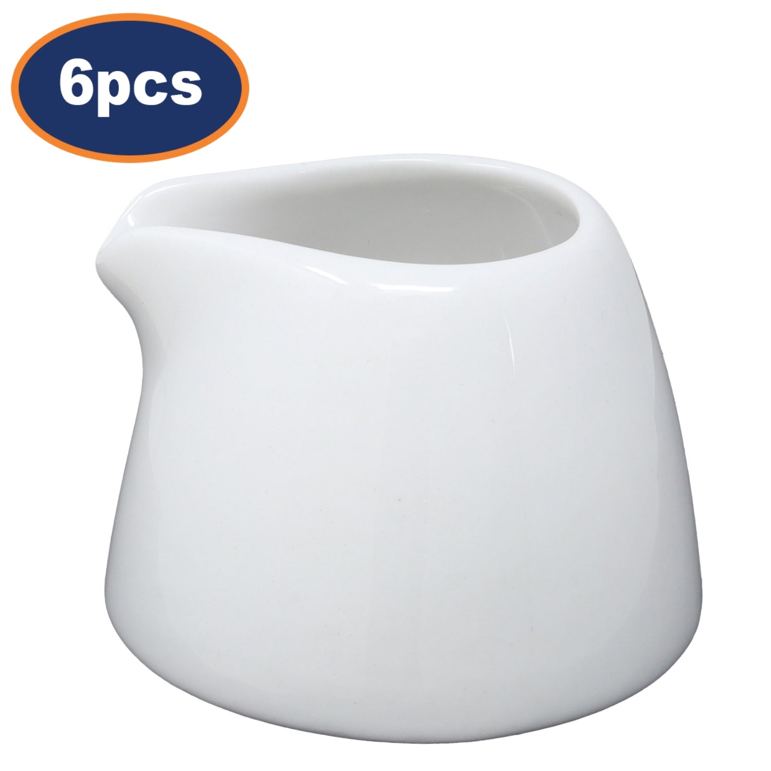 6Pcs 50ml Small White Vitrified Porcelain Conical Creamer