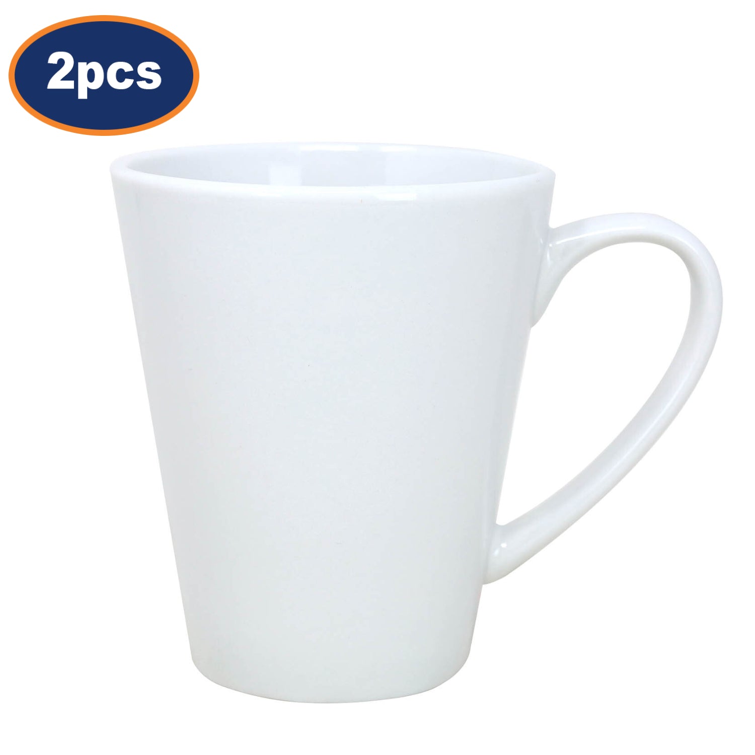 2Pcs 340ml White Porcelain Conical Mugs