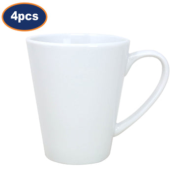 4Pcs 340ml White Porcelain Conical Mugs